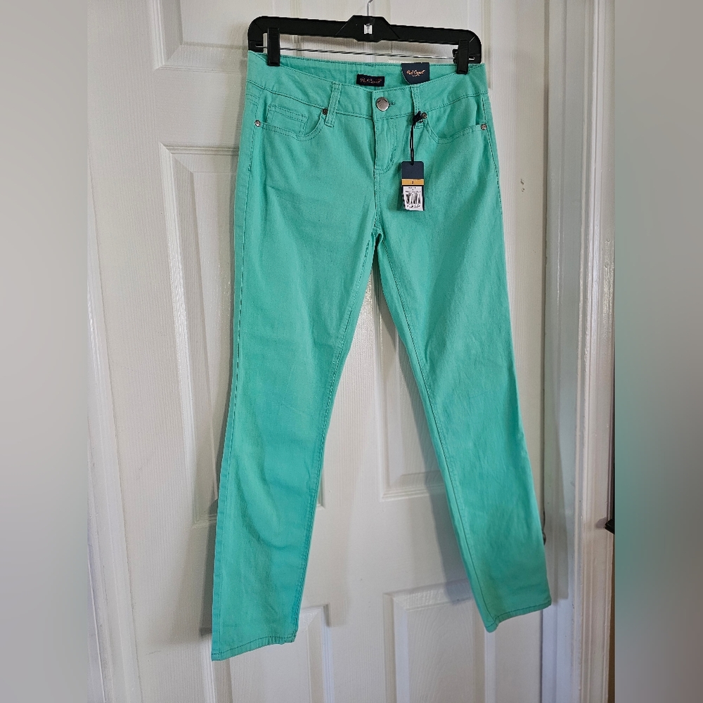 Red camel aqua blue jeans